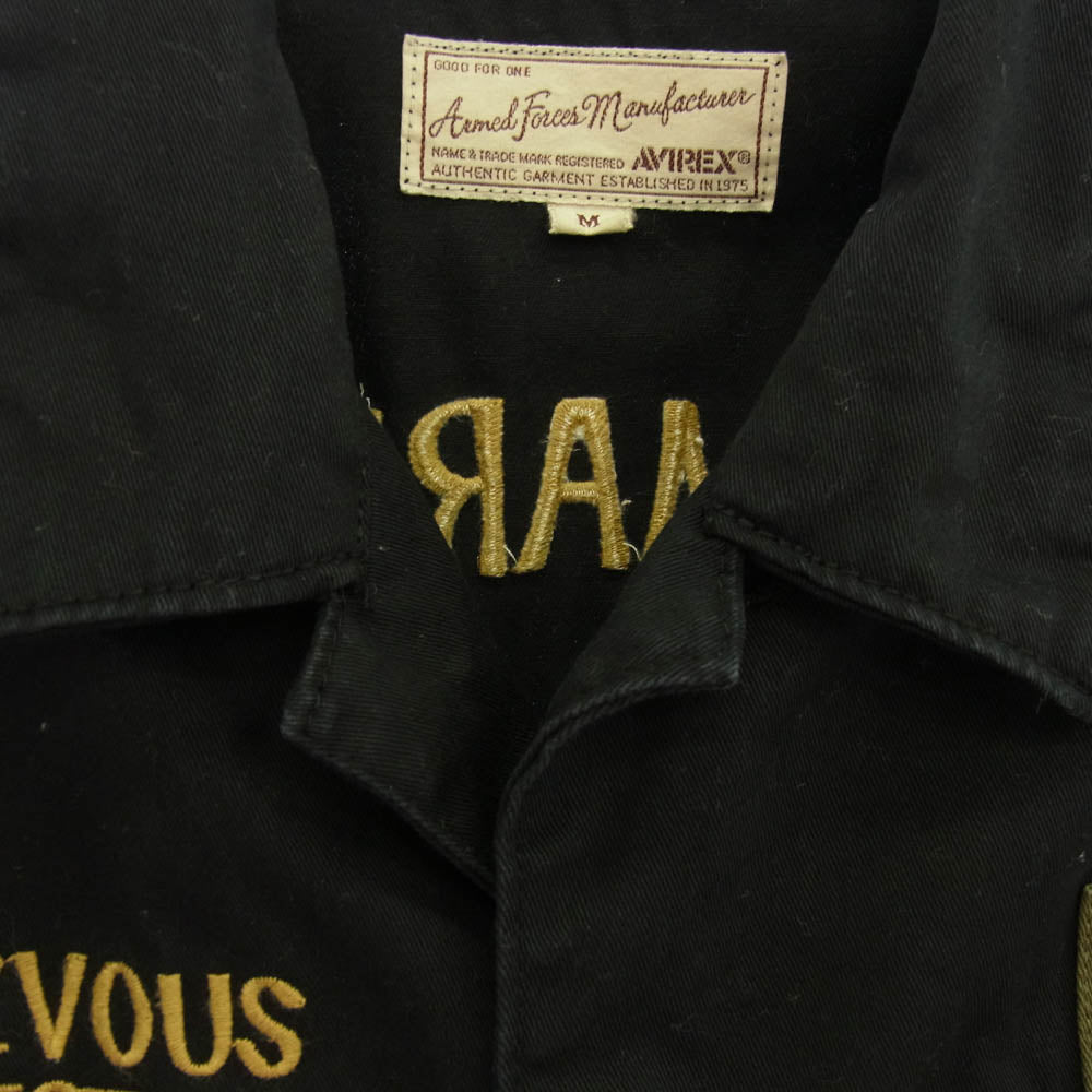 AVIREX アヴィレックス 6175147 スーベニア シャツ 刺繍 ミリタリー シャツ ブラック系 M【中古】