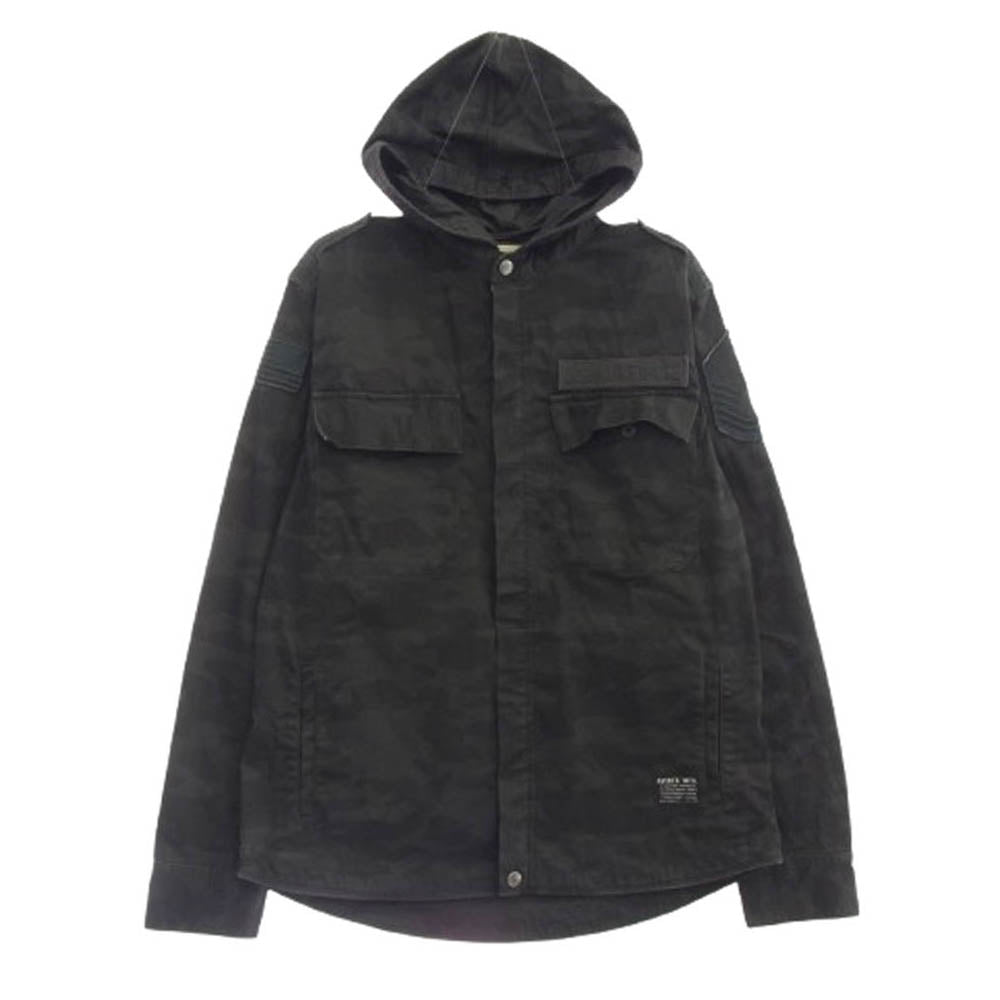 AVIREX アヴィレックス 6155159 USAF PATCHED HOODED SHIRT フード付きシャツ ジャケット ブラック系 M【中古】