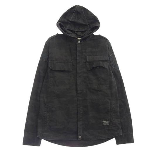 AVIREX アヴィレックス 6155159 USAF PATCHED HOODED SHIRT フード付きシャツ ジャケット ブラック系 M【中古】