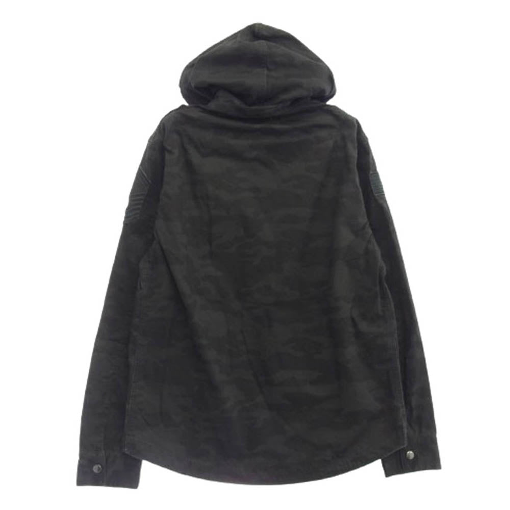 AVIREX アヴィレックス 6155159 USAF PATCHED HOODED SHIRT フード付きシャツ ジャケット ブラック系 M【中古】