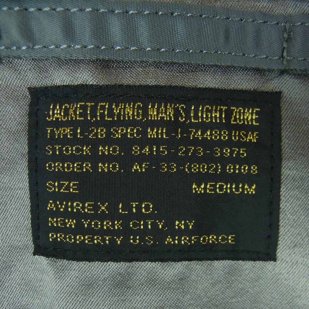AVIREX アヴィレックス 6182216 L-2B VINTAGE ヴィンテージモデル フライト ジャケット 中国製 グリーン系 M【中古】