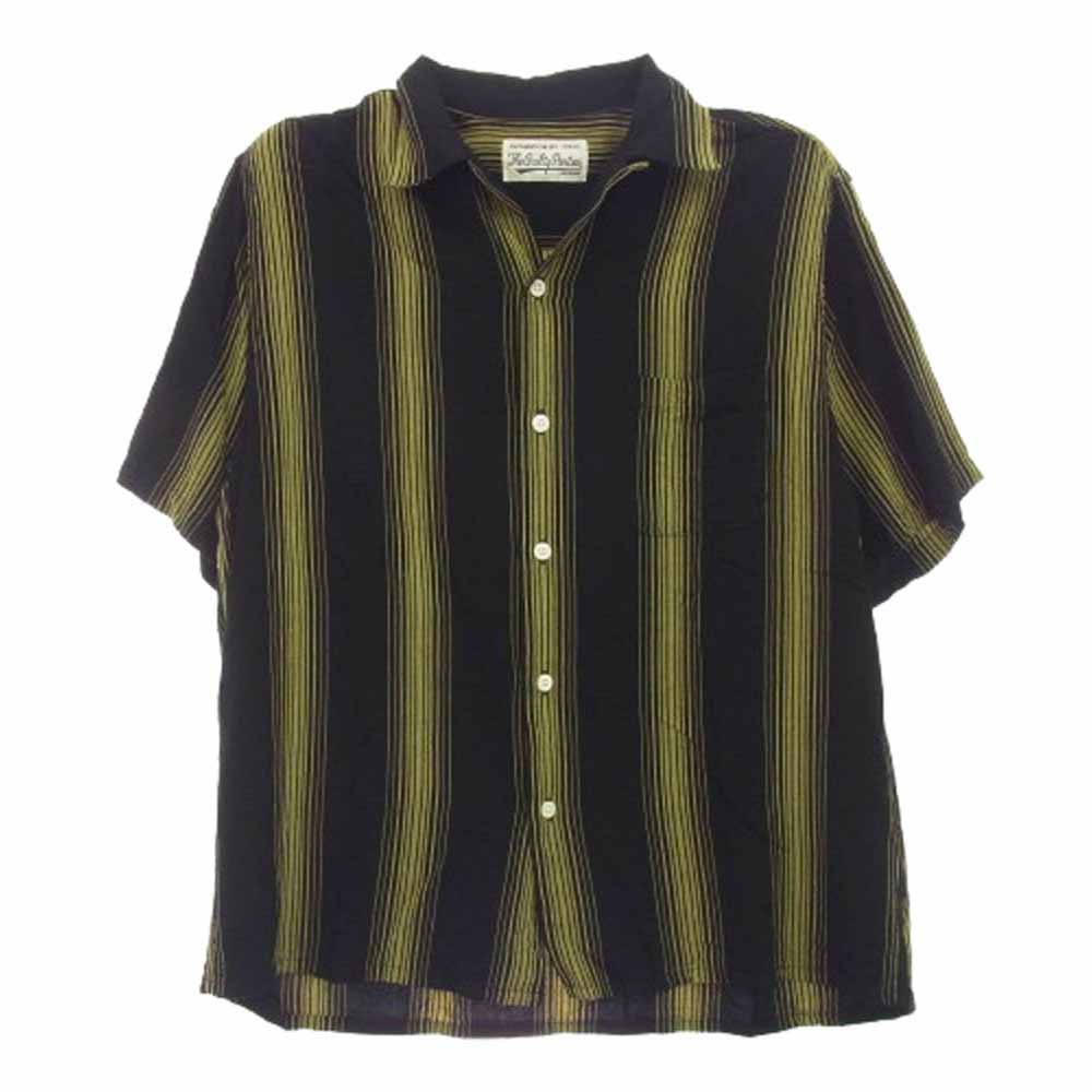 WACKO MARIA ワコマリア 22SS-WMS-OC14 STRIPED OPEN COLLAR SHIRT S/S TYPE-1 半袖 ストライプ オープンカラーシャツ ブラック系 M【中古】