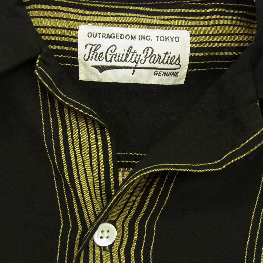 WACKO MARIA ワコマリア 22SS-WMS-OC14 STRIPED OPEN COLLAR SHIRT S/S TYPE-1 半袖 ストライプ オープンカラーシャツ ブラック系 M【中古】
