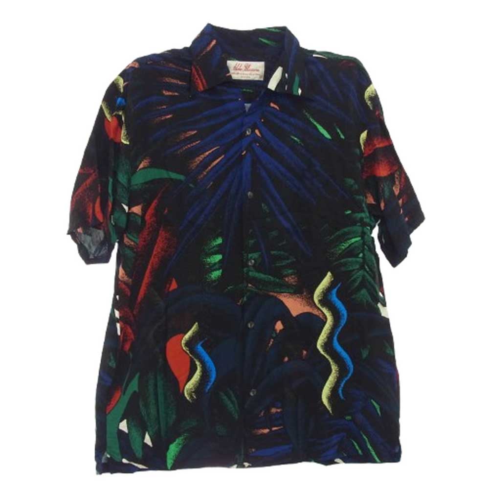 アロハブロッサム 21SS AB-0041010101 ×Julien Colombier×THE INOUE BROTHERS OKINAWA ZILLA 半袖 オープンカラー レーヨン アロハシャツ ブラック系 46【中古】