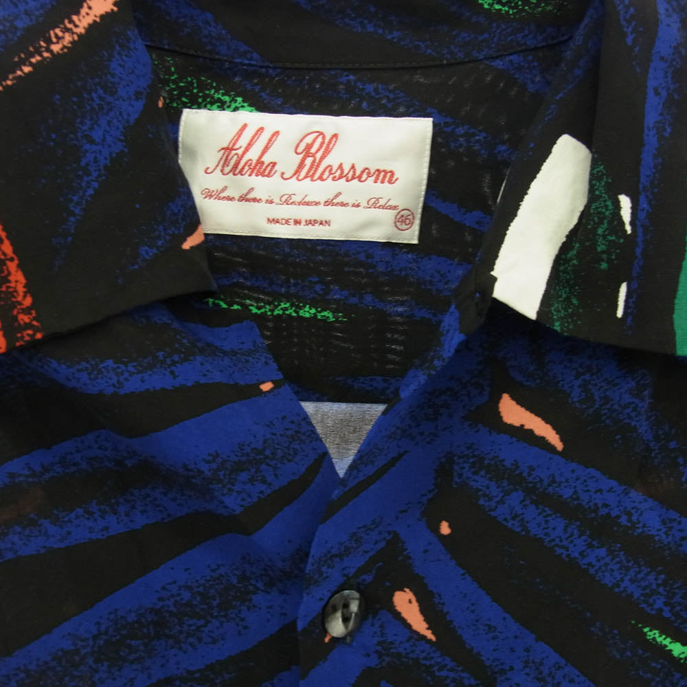 アロハブロッサム 21SS AB-0041010101 ×Julien Colombier×THE INOUE BROTHERS OKINAWA ZILLA 半袖 オープンカラー レーヨン アロハシャツ ブラック系 46【中古】