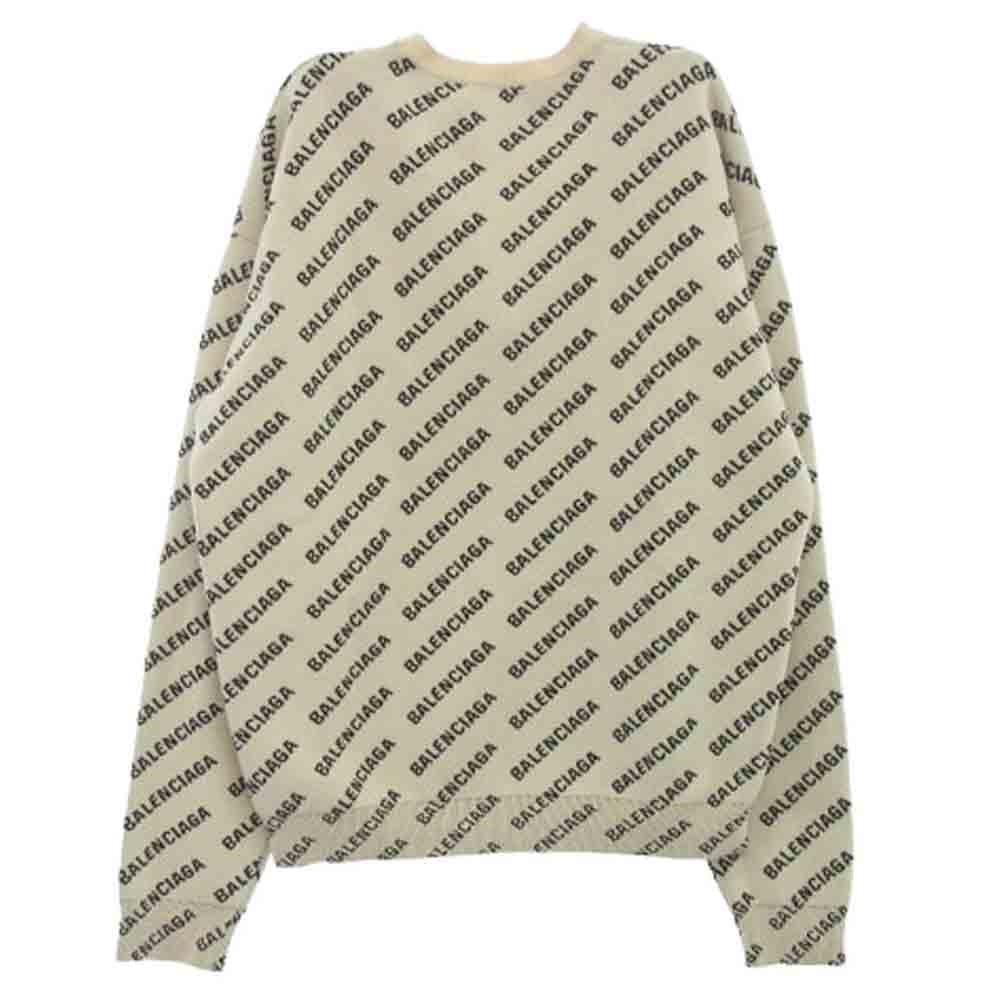 BALENCIAGA バレンシアガ 702952 T3233 オールオーバーロゴ クルーネック ニット ホワイト系 XS【中古】