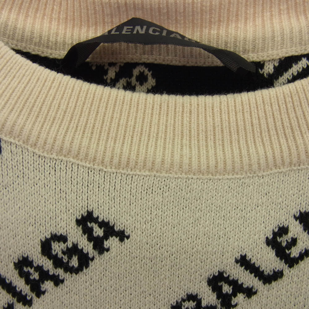 BALENCIAGA バレンシアガ 702952 T3233 オールオーバーロゴ クルーネック ニット ホワイト系 XS【中古】