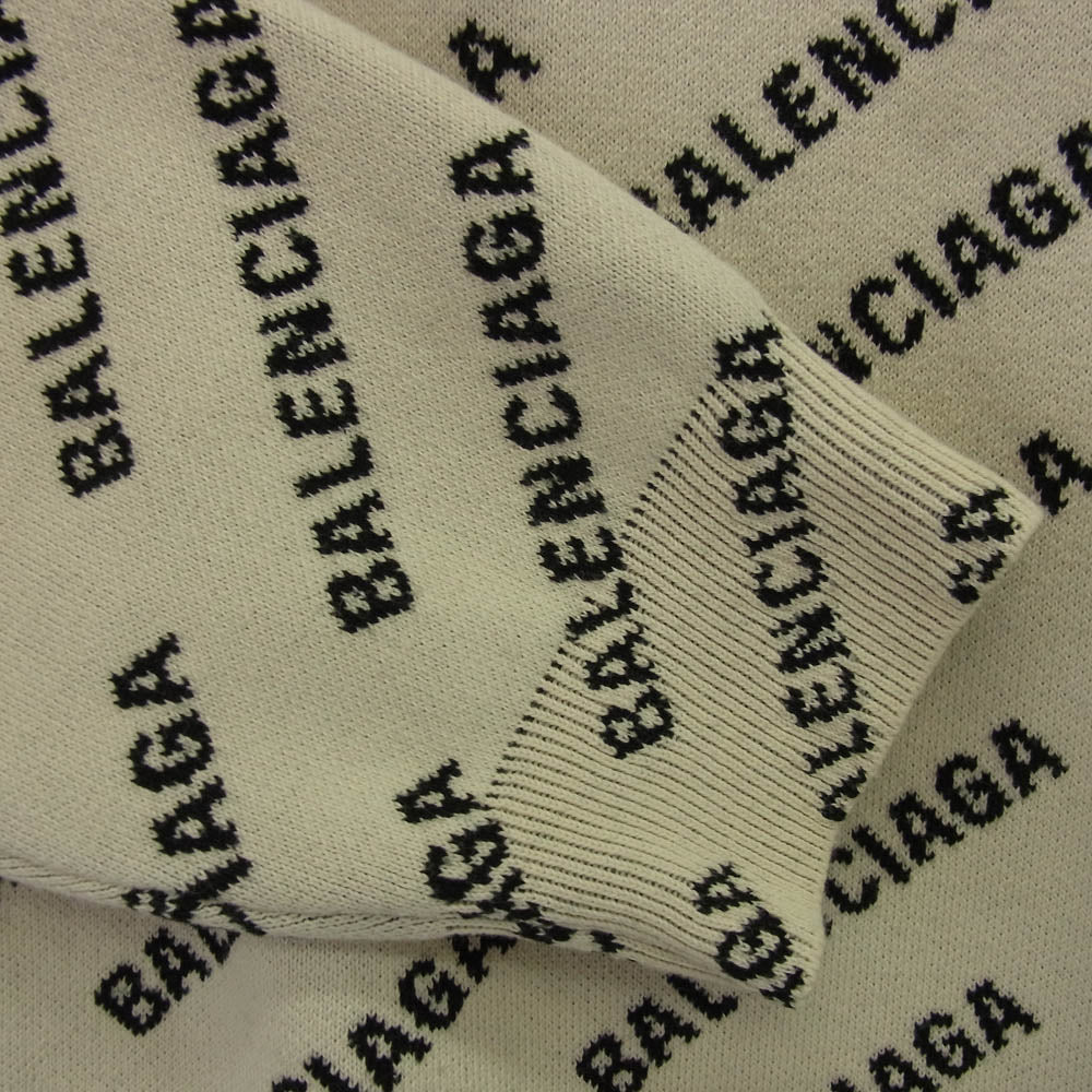 BALENCIAGA バレンシアガ 702952 T3233 オールオーバーロゴ クルーネック ニット ホワイト系 XS【中古】