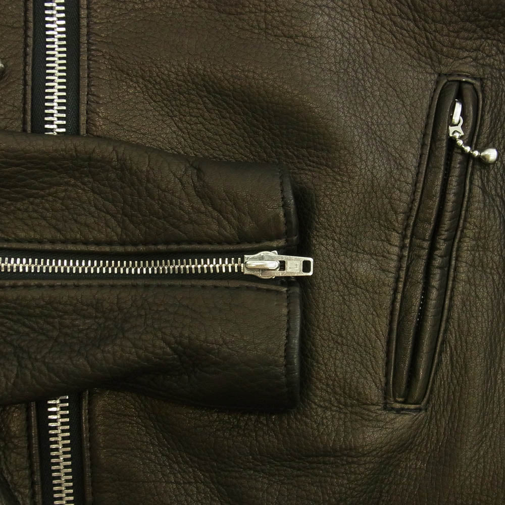 The REAL McCOY'S ザリアルマッコイズ × Lewis Leathers ルイスレザー Lightning ディアスキン ライトニング ライダース ジャケット ブラック系 38【美品】【中古】