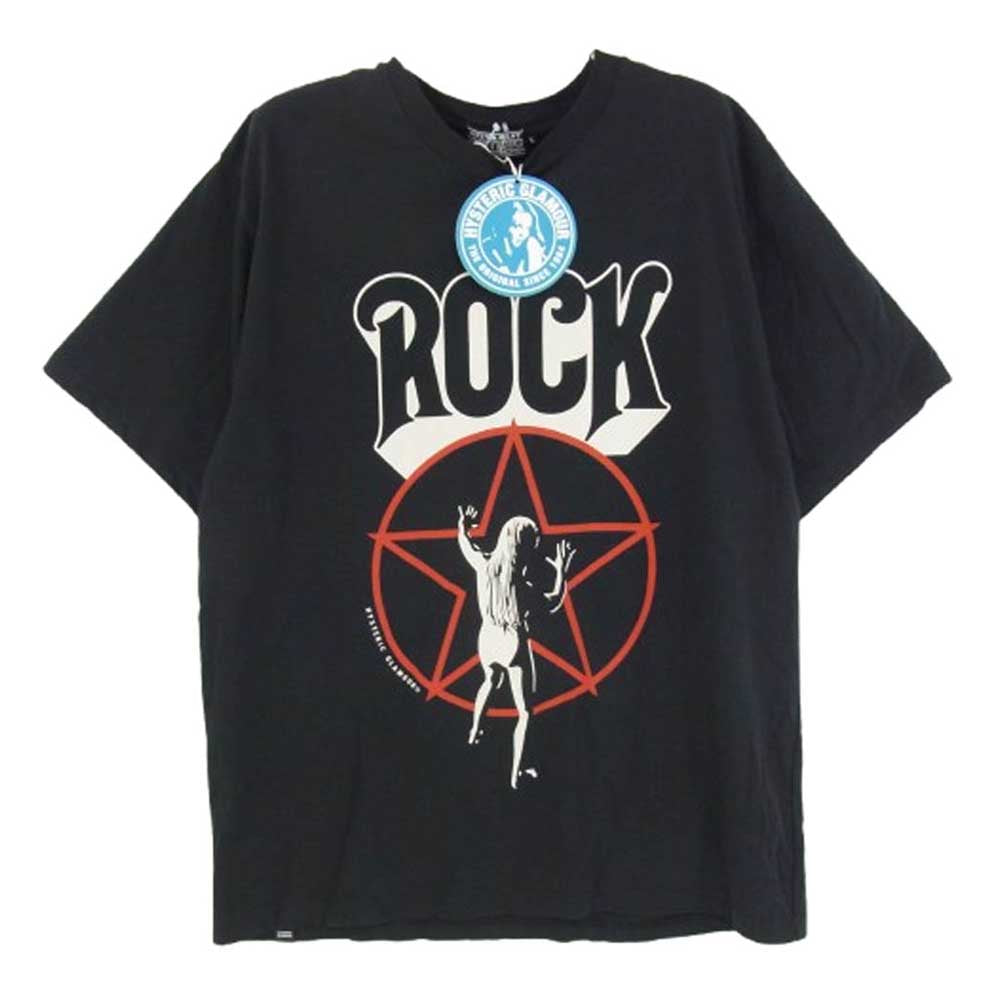 HYSTERIC GLAMOUR ヒステリックグラマー 02253CT06 HOLD YOUR FIRE ホールド ユアー ファイアー プリント 半袖 Tシャツ カットソー ブラック系 L【中古】
