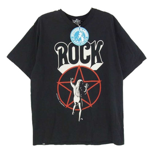 HYSTERIC GLAMOUR ヒステリックグラマー 02253CT06 HOLD YOUR FIRE ホールド ユアー ファイアー プリント 半袖 Tシャツ カットソー ブラック系 L【中古】