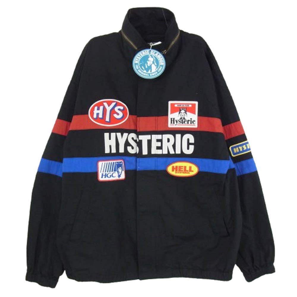 HYSTERIC GLAMOUR ヒステリックグラマー 25SS 02251AB11 HYSTERIC ロゴワッペン レーシング ジャケット ブルゾン ブラック系 L【中古】