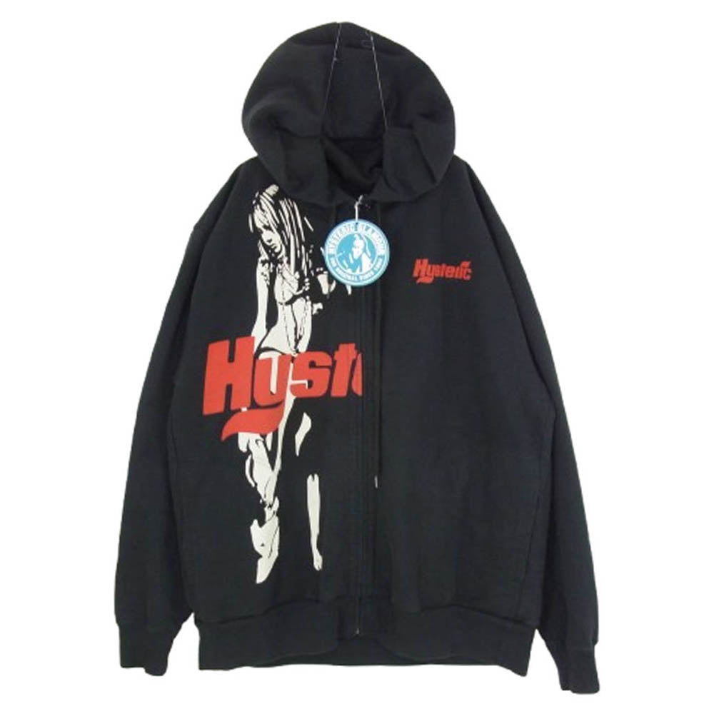 HYSTERIC GLAMOUR ヒステリックグラマー 25SS 02251CF01 HYSTERIC TIMES HOODIE ヒステリック タイムズ フーディ ガールプリント ジップアップ パーカー ブラック系 L【中古】