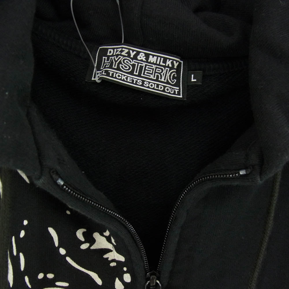 HYSTERIC GLAMOUR ヒステリックグラマー 25SS 02251CF01 HYSTERIC TIMES HOODIE ヒステリック タイムズ フーディ ガールプリント ジップアップ パーカー ブラック系 L【中古】