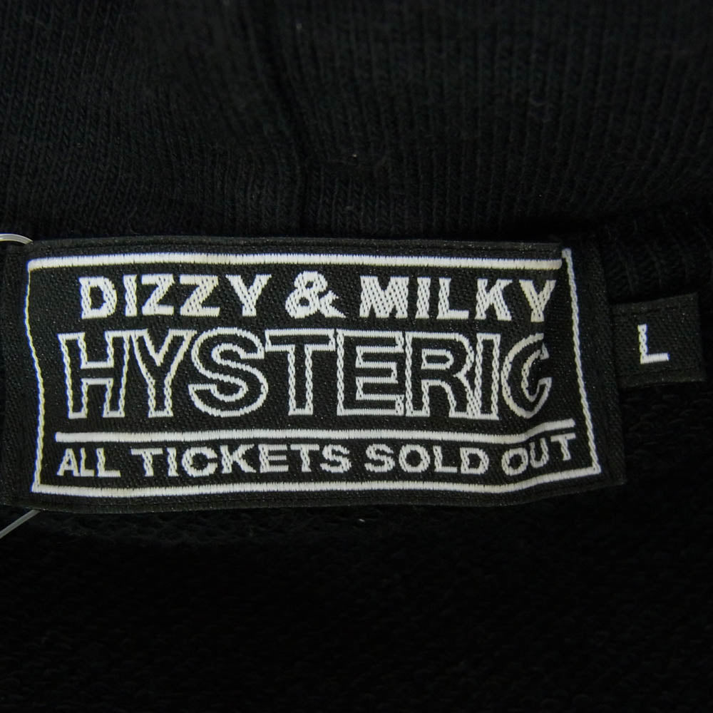 HYSTERIC GLAMOUR ヒステリックグラマー 25SS 02251CF01 HYSTERIC TIMES HOODIE ヒステリック タイムズ フーディ ガールプリント ジップアップ パーカー ブラック系 L【中古】
