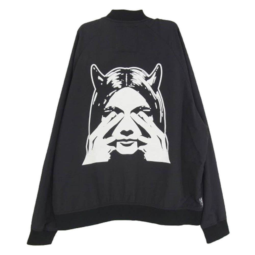 HYSTERIC GLAMOUR ヒステリックグラマー 25SS 02251AB12 SEE NO EVIL シー ノー イービル プリント リブ ブルゾン ジャケット ブラック系 L【中古】