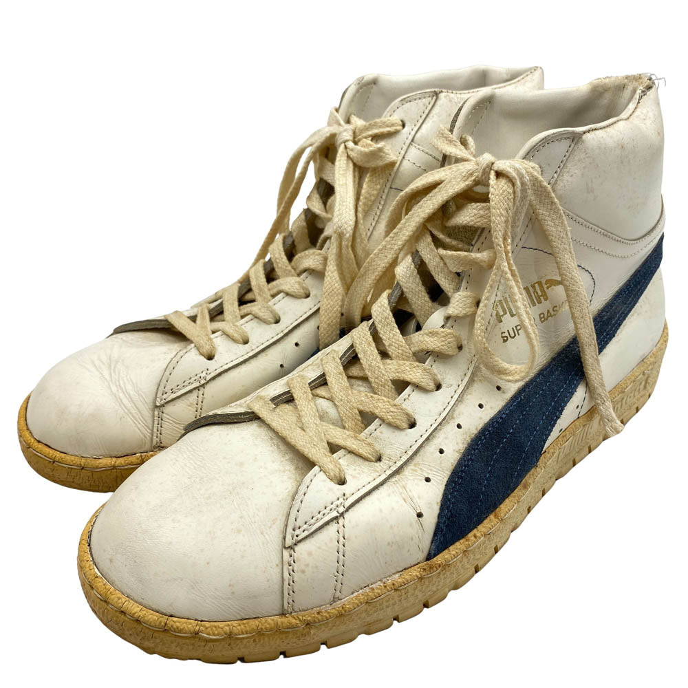 PUMA プーマ 【観賞用】ヴィンテージ 70s ユーゴスラビア製 SUPER BASKET Hi スーパーバスケット ハイカット スニーカー ホワイト系 8 1/2【中古】