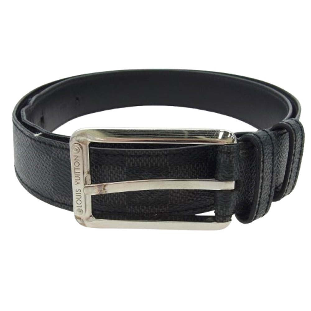 LOUIS VUITTON ルイ・ヴィトン M9636　 ダミエグラフィット シルバー金具 スクエアバックル ベルト ブラック系【中古】