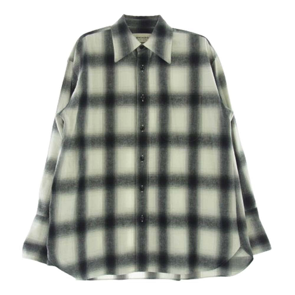 THE SHINZONE ザ シンゾーン 22AW 22AMSBL04 DOUBLE CUFF CHECK BLOUSE ダブルカフ オンブレチェック ブラウス 長袖 シャツ グレー系 36【中古】