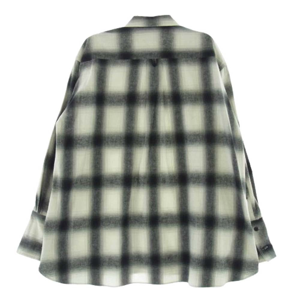 THE SHINZONE ザ シンゾーン 22AW 22AMSBL04 DOUBLE CUFF CHECK BLOUSE ダブルカフ オンブレチェック ブラウス 長袖 シャツ グレー系 36【中古】