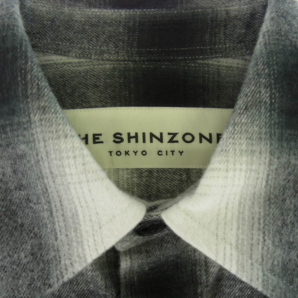 THE SHINZONE ザ シンゾーン 22AW 22AMSBL04 DOUBLE CUFF CHECK BLOUSE ダブルカフ オンブレチェック ブラウス 長袖 シャツ グレー系 36【中古】