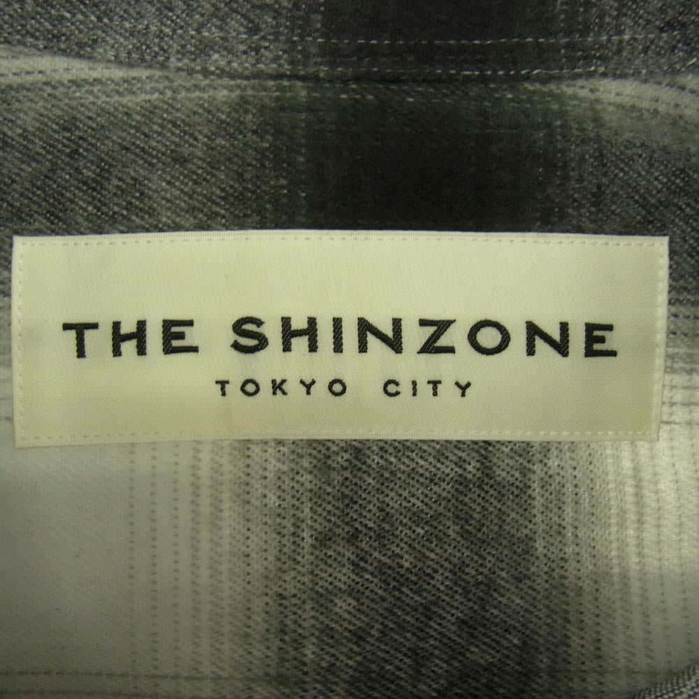 THE SHINZONE ザ シンゾーン 22AW 22AMSBL04 DOUBLE CUFF CHECK BLOUSE ダブルカフ オンブレチェック ブラウス 長袖 シャツ グレー系 36【中古】