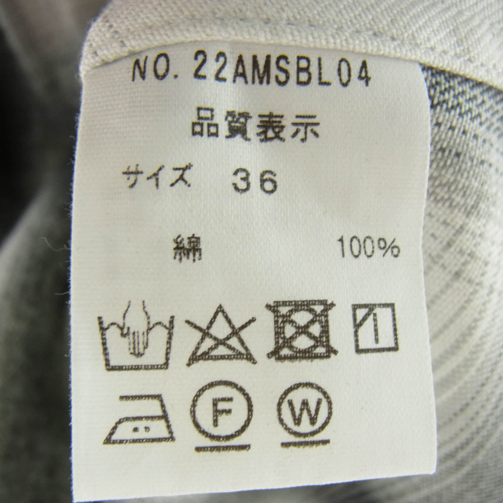 THE SHINZONE ザ シンゾーン 22AW 22AMSBL04 DOUBLE CUFF CHECK BLOUSE ダブルカフ オンブレチェック ブラウス 長袖 シャツ グレー系 36【中古】