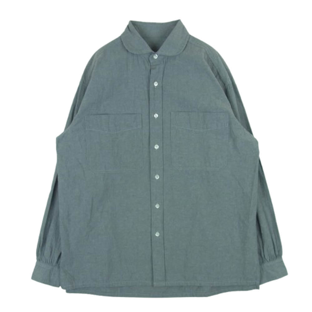 PORTER CLASSIC ポータークラシック WIDE POCKET SHIRT 丸襟 ワイドポケット 長袖 シャツ コットン 日本製 グレー系 1【中古】