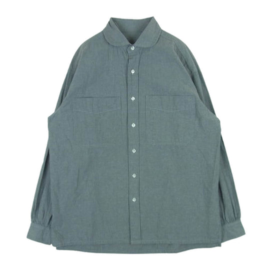 PORTER CLASSIC ポータークラシック WIDE POCKET SHIRT 丸襟 ワイドポケット 長袖 シャツ コットン 日本製 グレー系 1【中古】