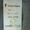 PORTER CLASSIC ポータークラシック WIDE POCKET SHIRT 丸襟 ワイドポケット 長袖 シャツ コットン 日本製 グレー系 1【中古】