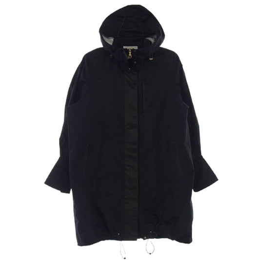 マメクロゴウチ MM21PF-C0701 Water Repellent Nylon Hooded Coat ウォータープルーフ フェイクレザー切替 フーデッド ナイロン コート ブラック系 1【中古】