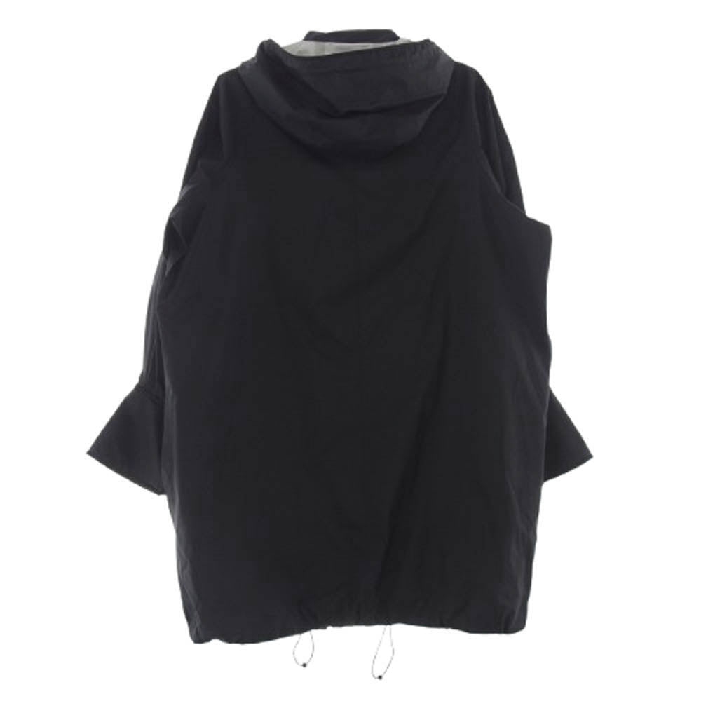 マメクロゴウチ MM21PF-C0701 Water Repellent Nylon Hooded Coat ウォータープルーフ フェイクレザー切替 フーデッド ナイロン コート ブラック系 1【中古】