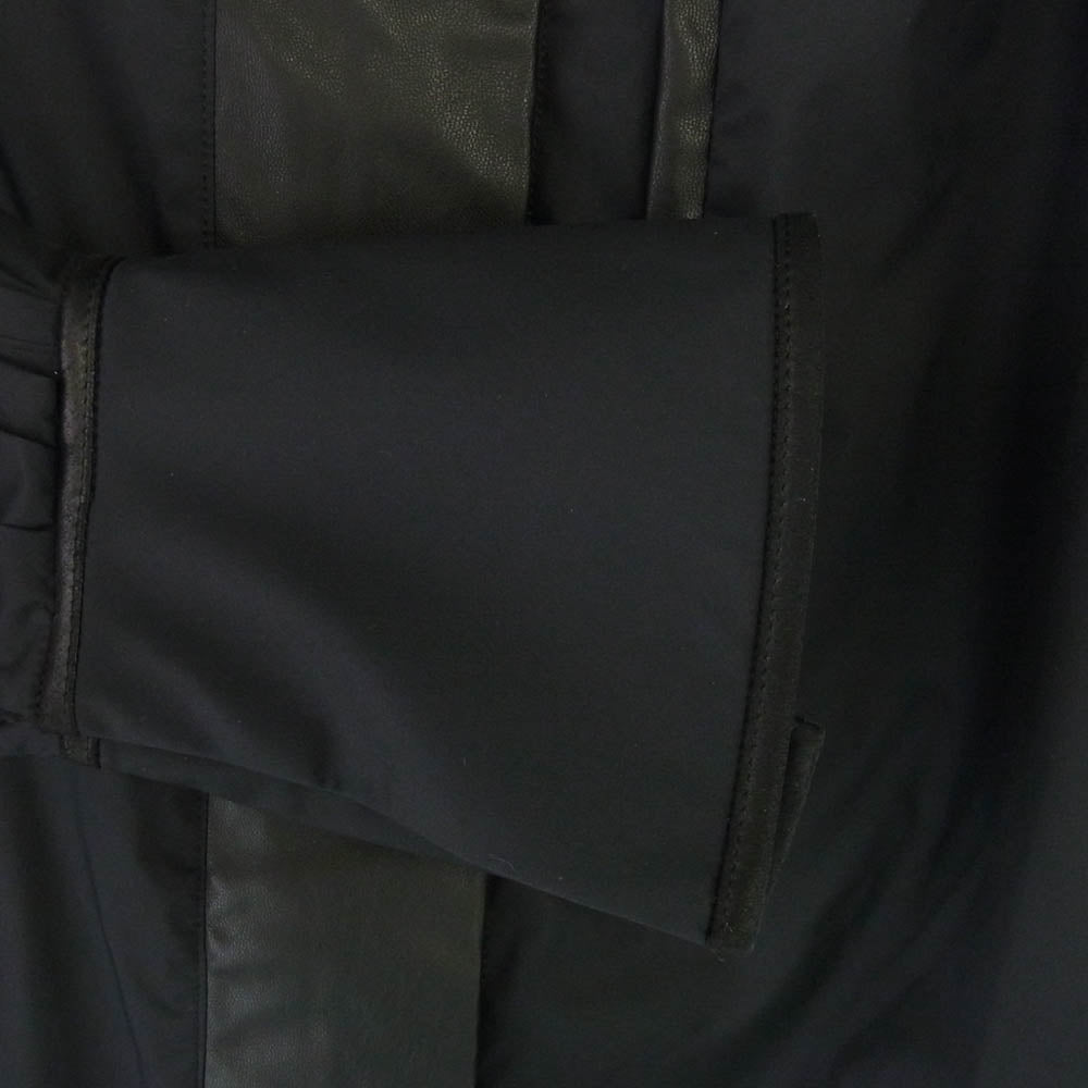 マメクロゴウチ MM21PF-C0701 Water Repellent Nylon Hooded Coat ウォータープルーフ フェイクレザー切替 フーデッド ナイロン コート ブラック系 1【中古】