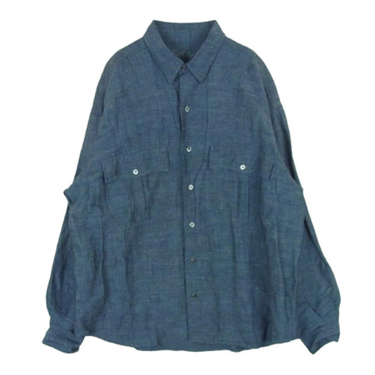 PORTER CLASSIC ポータークラシック レギュラーカラー ロールアップ 長袖 シャンブレー シャツ インディゴブルー系 M【中古】