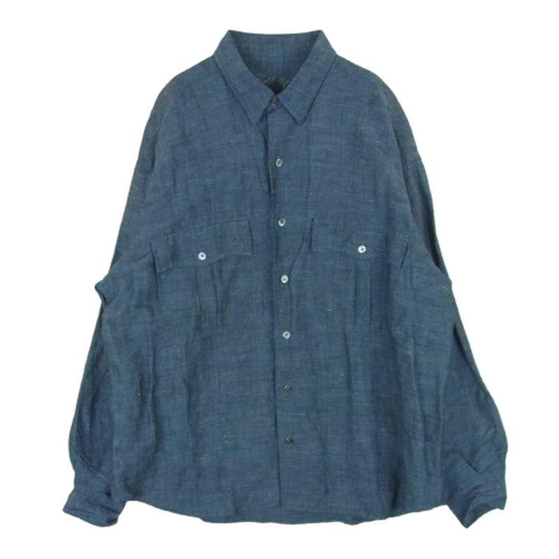 PORTER CLASSIC ポータークラシック レギュラーカラー ロールアップ 長袖 シャンブレー シャツ インディゴブルー系 M【中古】