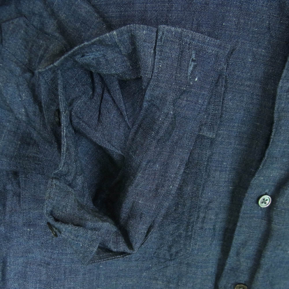 PORTER CLASSIC ポータークラシック レギュラーカラー ロールアップ 長袖 シャンブレー シャツ インディゴブルー系 M【中古】