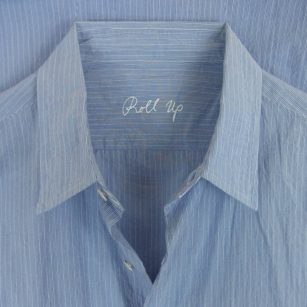 PORTER CLASSIC ポータークラシック レギュラーカラー ロールアップ 長袖 ストライプ シャツ ライトブルー系 ホワイト系 M【中古】