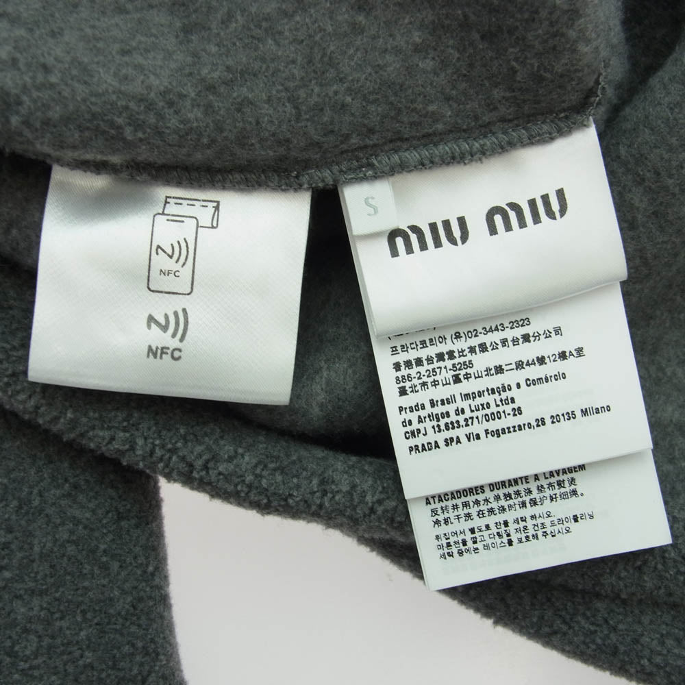 MIUMIU ミュウミュウ MJL042 S000 ロゴ刺繍 ジップアップ フリース スウェットシャツ ブルゾン ジャケット グレー系 S【中古】