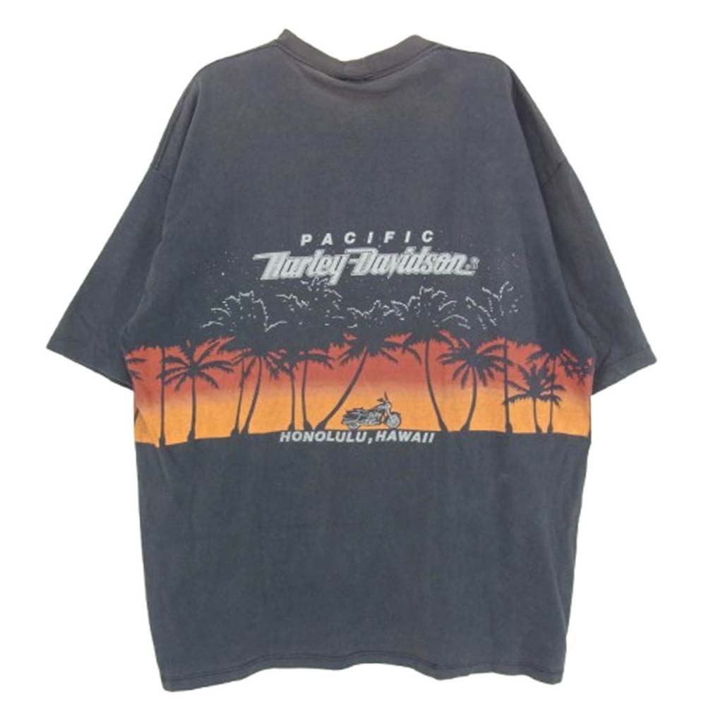 HARLEY DAVIDSON ハーレーダビッドソン 80s~90s VINTAGE crazy shirts ボディPACIFIC 両面プリント ヴィンテージ 半袖 Tシャツ チャコール系 XL【中古】