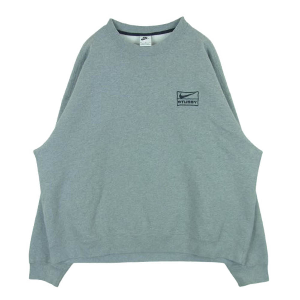 NIKE ナイキ DO9337-063 STUSSY ステューシー FLEECE CREW GREY ロゴ刺繍 フリース クルーネック スウェット トレーナー グレー系 XL【中古】