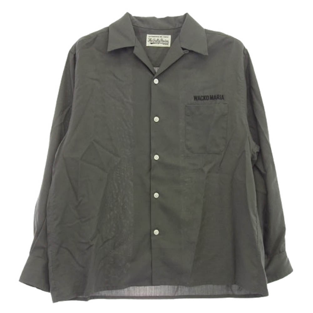 WACKO MARIA ワコマリア 25SS 50'S SHIRT L/S 刺繍 ロゴ オープンカラー 長袖 シャツ チャコール系 M【中古】