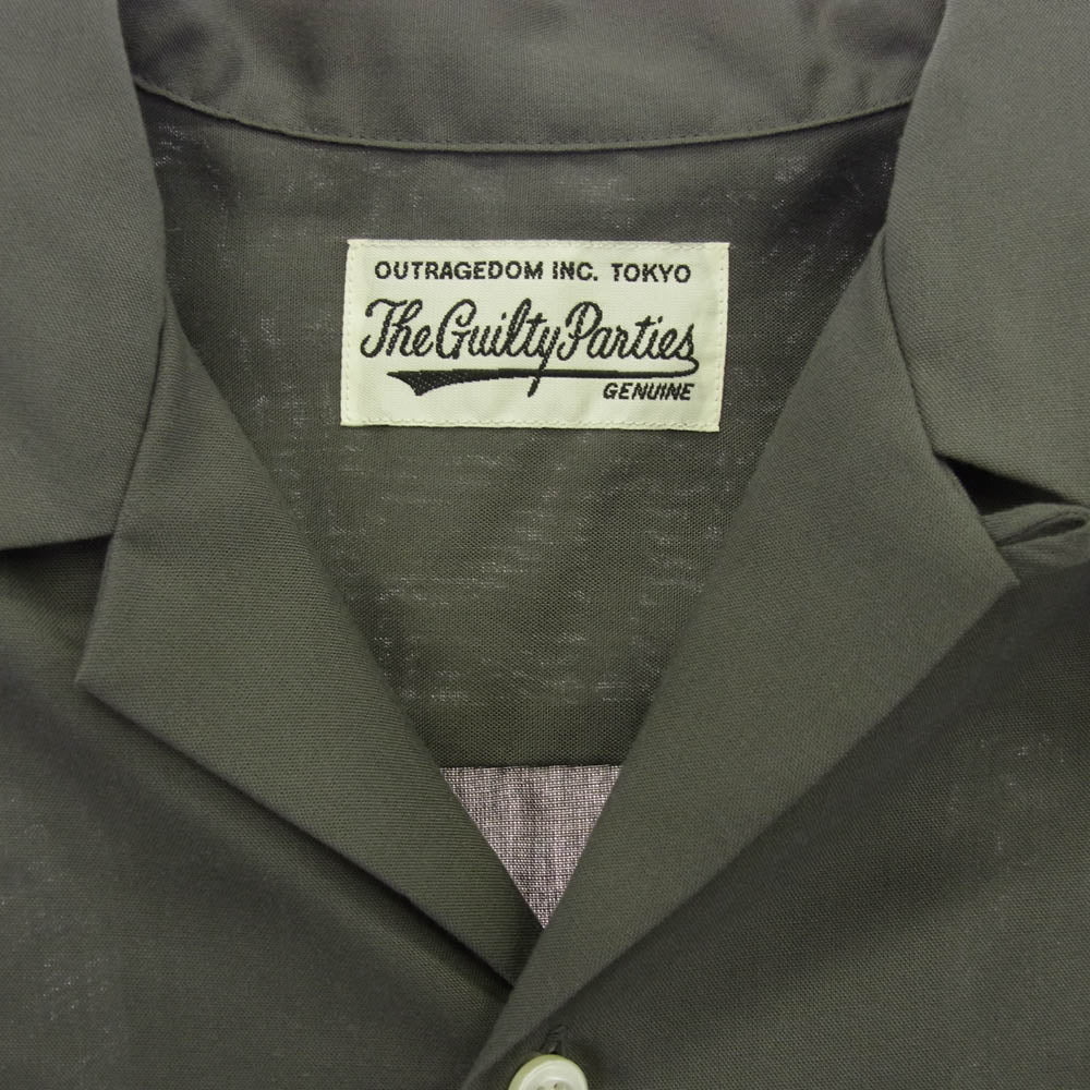 WACKO MARIA ワコマリア 25SS 50'S SHIRT L/S 刺繍 ロゴ オープンカラー 長袖 シャツ チャコール系 M【中古】