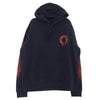 CHROME HEARTS クロムハーツ（原本無） SWTSHRT PLVR 袖フローラル バックホースシュープリント プルオーバー パーカー フーディ ネイビー系 XL【美品】【中古】