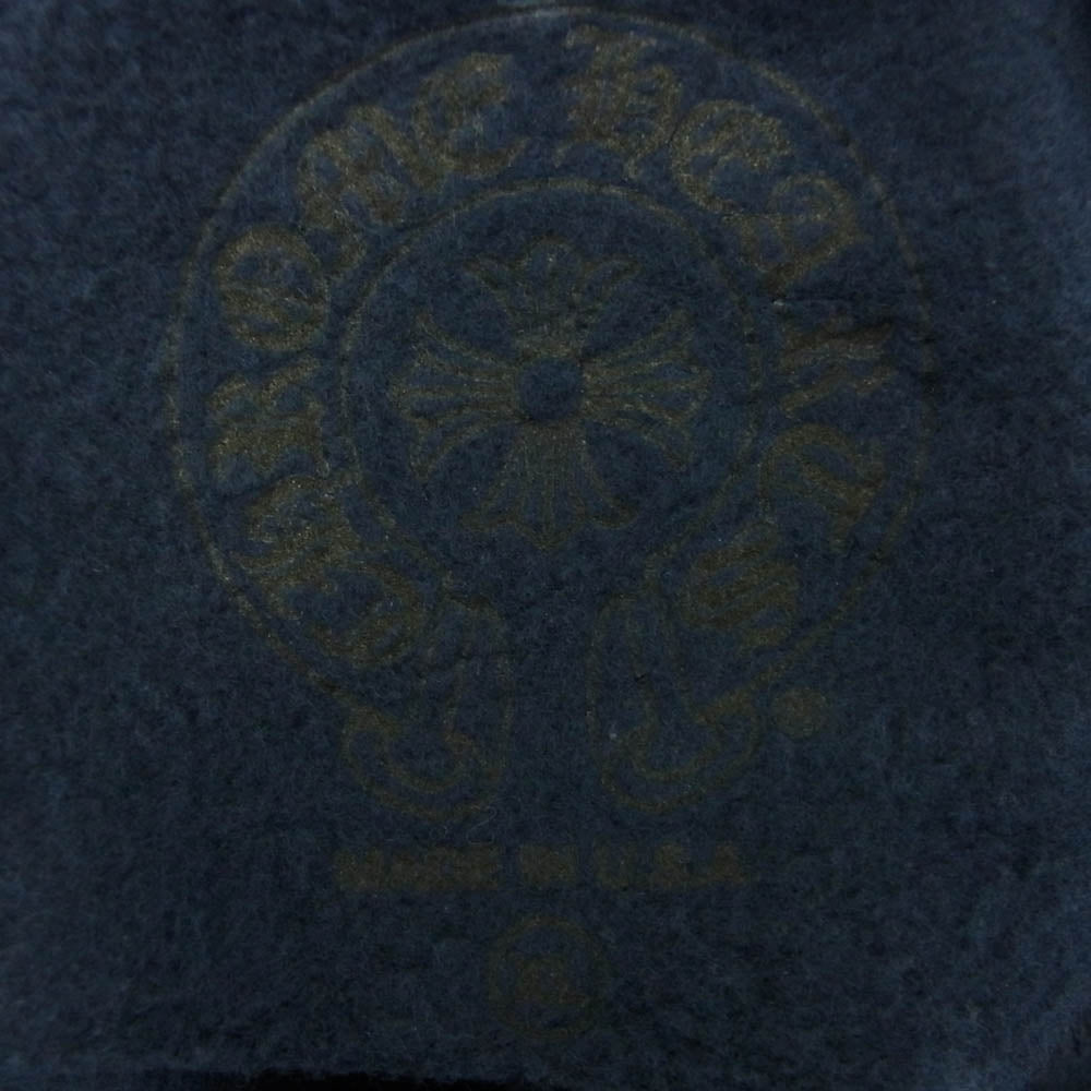 CHROME HEARTS クロムハーツ（原本無） SWTSHRT PLVR 袖フローラル バックホースシュープリント プルオーバー パーカー フーディ ネイビー系 XL【美品】【中古】