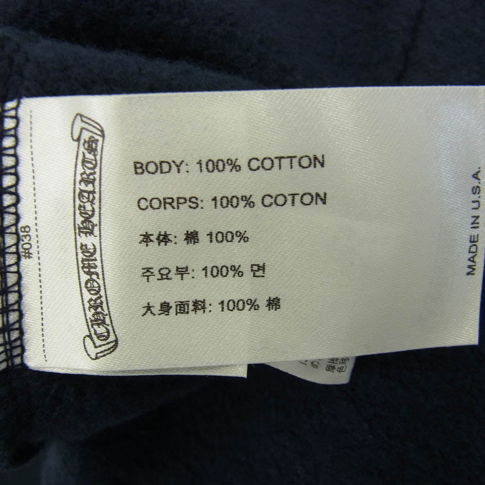 CHROME HEARTS クロムハーツ（原本無） SWTSHRT PLVR 袖フローラル バックホースシュープリント プルオーバー パーカー フーディ ネイビー系 XL【美品】【中古】