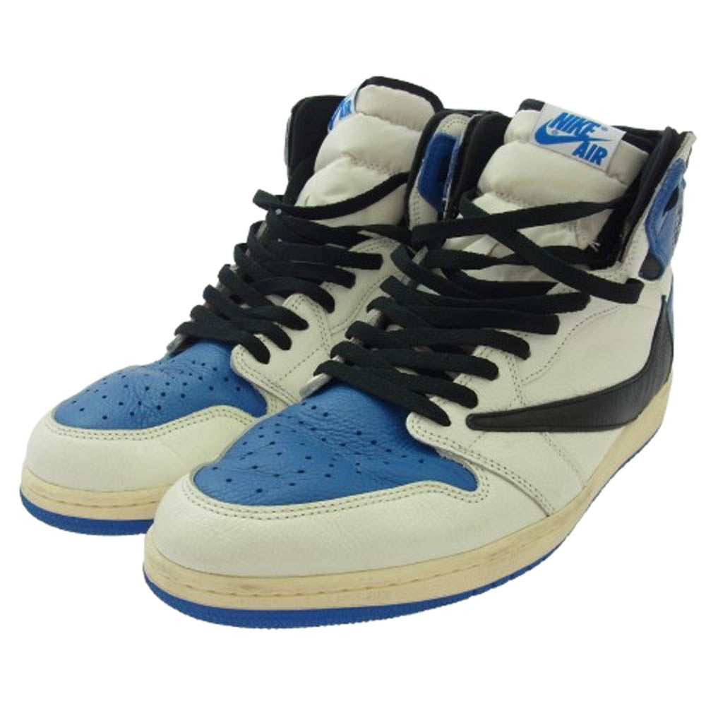 NIKE ナイキ DH3227-105 【フェイクバスターズ鑑定済】 × Travis Scott × Fragment Air Jordan 1 Retro High OG SP Military Blue AJ1 トラヴィススコット フラグメント エアジョーダン レトロ ハイ ミリタリーブルー スニーカー ブルー系 33cm【中古】