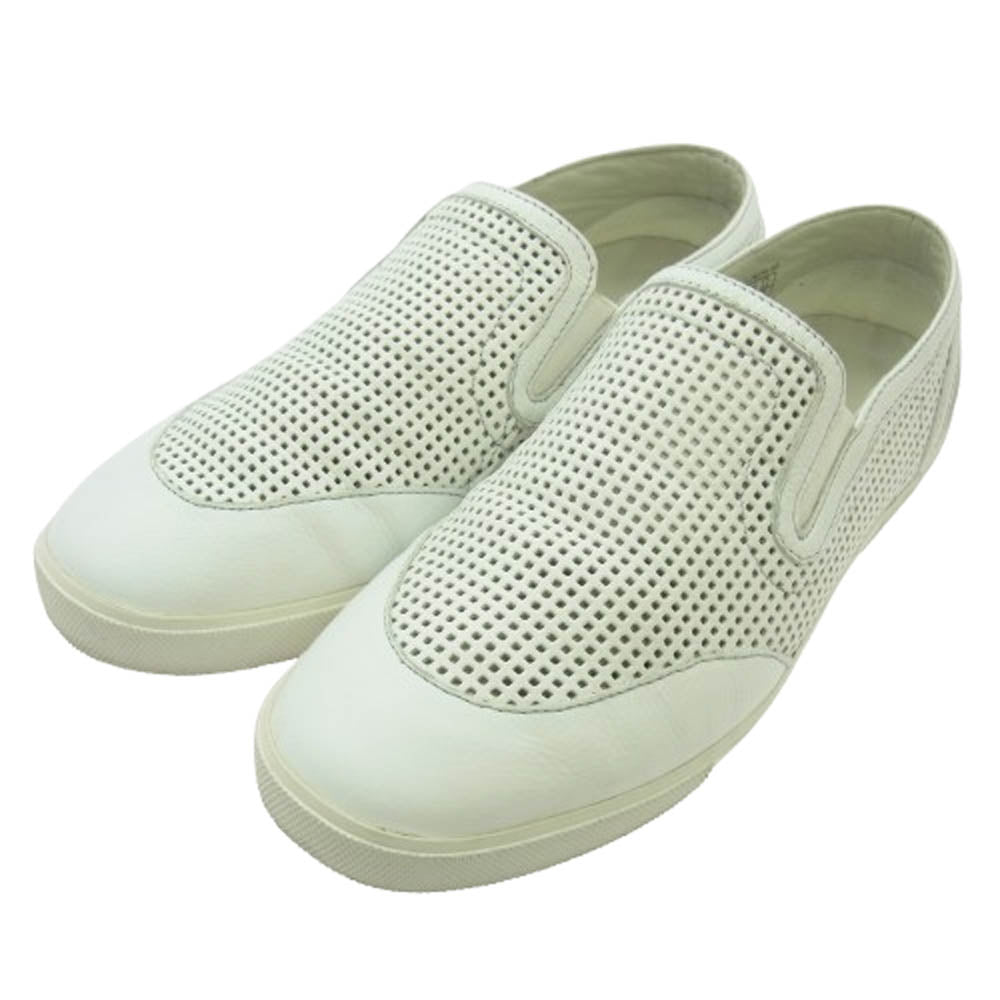 HUGO BOSS ヒューゴボス 50128254 レザー メッシュ スリッポン スニーカー ホワイト系 40【中古】