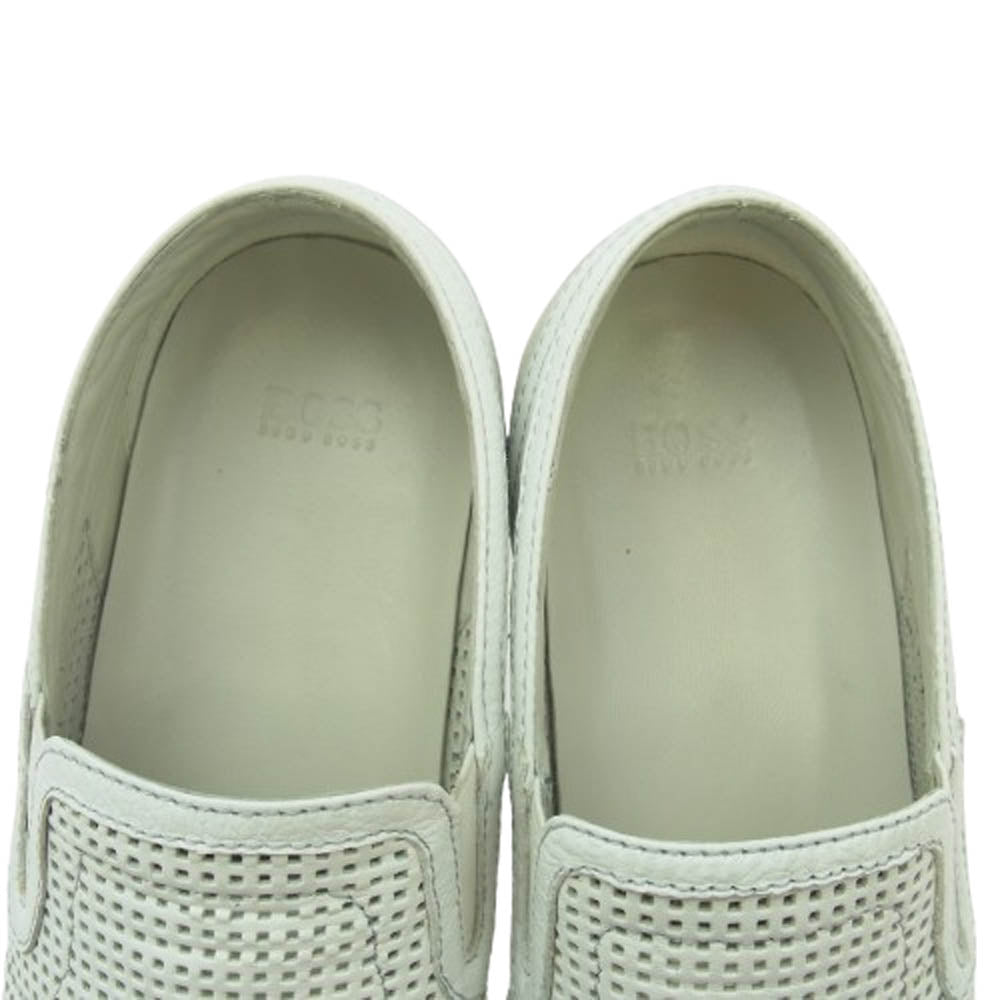 HUGO BOSS ヒューゴボス 50128254 レザー メッシュ スリッポン スニーカー ホワイト系 40【中古】