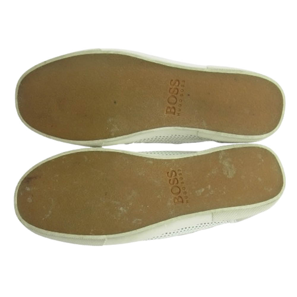 HUGO BOSS ヒューゴボス 50128254 レザー メッシュ スリッポン スニーカー ホワイト系 40【中古】