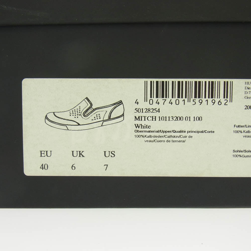 HUGO BOSS ヒューゴボス 50128254 レザー メッシュ スリッポン スニーカー ホワイト系 40【中古】